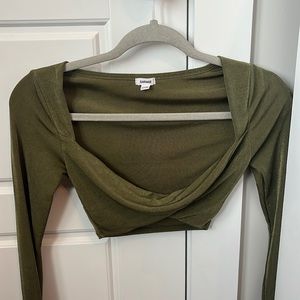 Garage Green Long Sleeve Crop Top